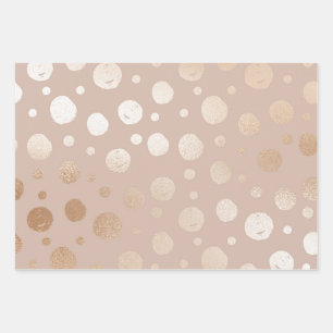 Rose gold and beige dots pattern wrapping paper sheet