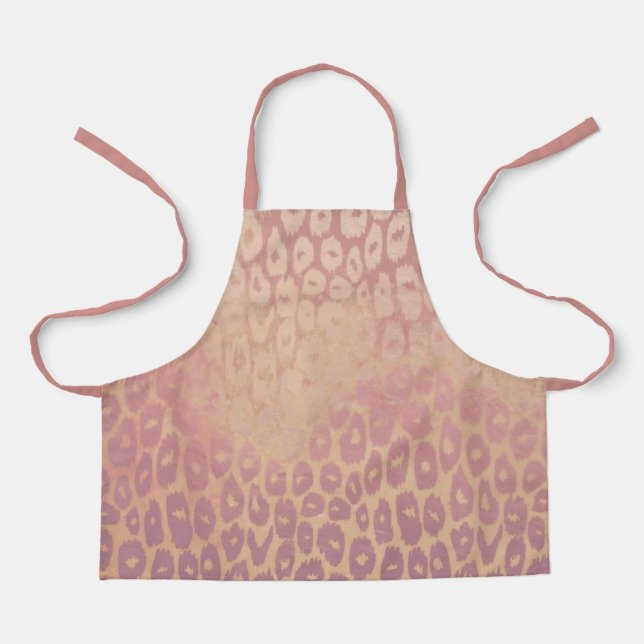 Rose Gold and Beige Glitter Leopard Texture Apron (Front)