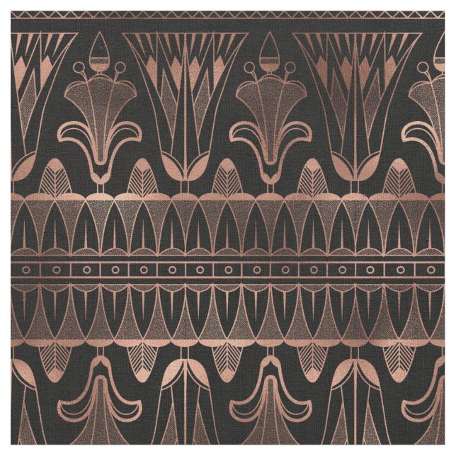 Rose Gold and Black Art Deco Fabric (Close Up)