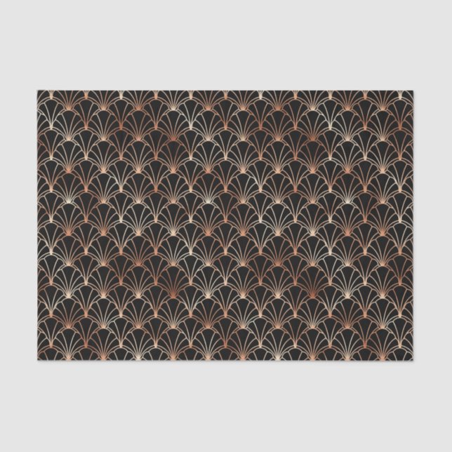 Rose Gold and Black Art Deco Pattern Tissue Paper (Front)