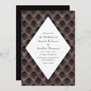 Rose Gold and Black Art Deco Wedding Invitation