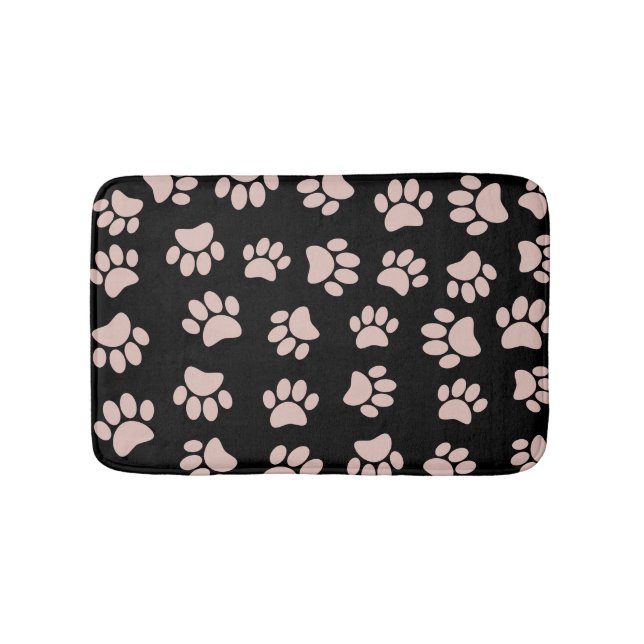 Rose Gold And Black Dog Paw Pattern Bath Mat (Front)