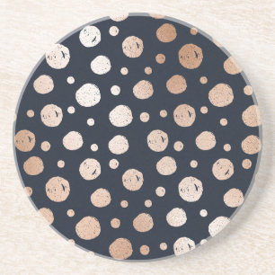 Rose-gold and black dots pattern coaster
