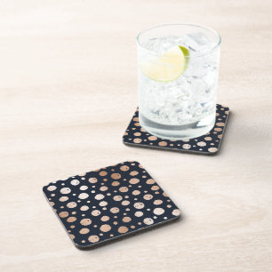 Rose-gold and black dots pattern coaster