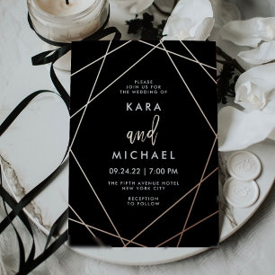 Rose Gold and Black Elegant Geometric Wedding