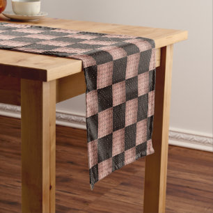 Rose Gold and Black Geometric Pattern Short Table Runner