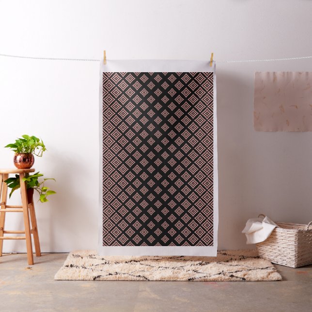 Rose Gold And Black Geometric Shapes Pattern Fabric (In Situ)