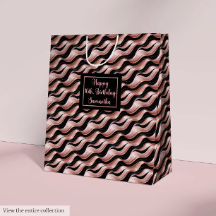 Rose Gold and Black Gift Bag Lux Birthday Accent