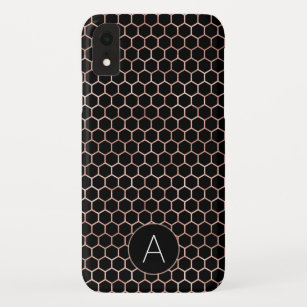 Rose Gold and Black Girly Hexagon Pattern Case-Mate iPhone Case