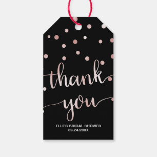 Rose Gold and Black   Glam Bridal Shower Thank You Gift Tags