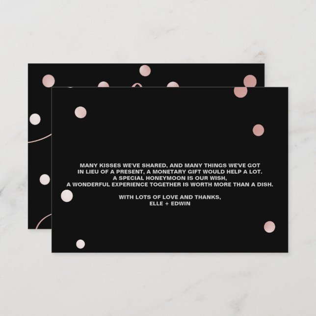 Rose Gold and Black | Glam Wedding Wishing Well Enclosure Card (Front/Back)