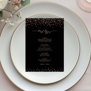 Rose gold and black glitter sparkle Menu Card