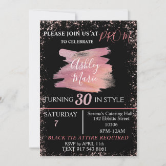 Rose Gold  and Black Invitation