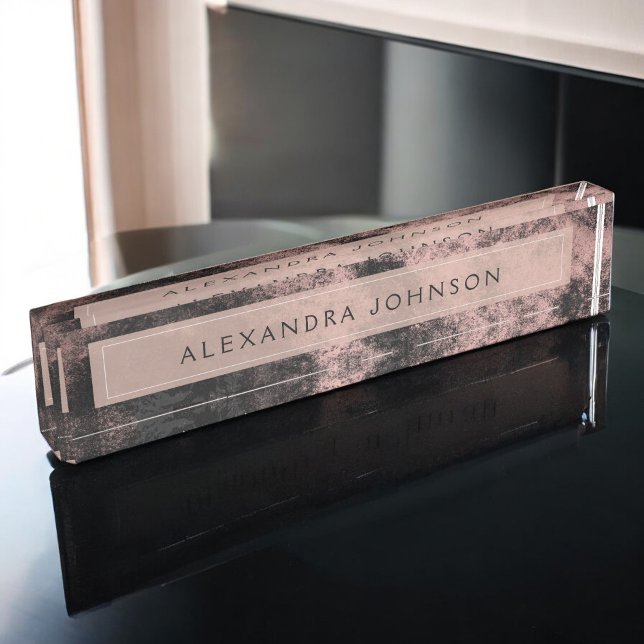 Rose Gold and Black Modern Metallic Foil Nameplate (Creator Uploaded)