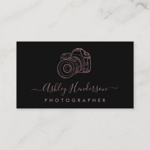 Rose Gold And Black   Photography Business Cards