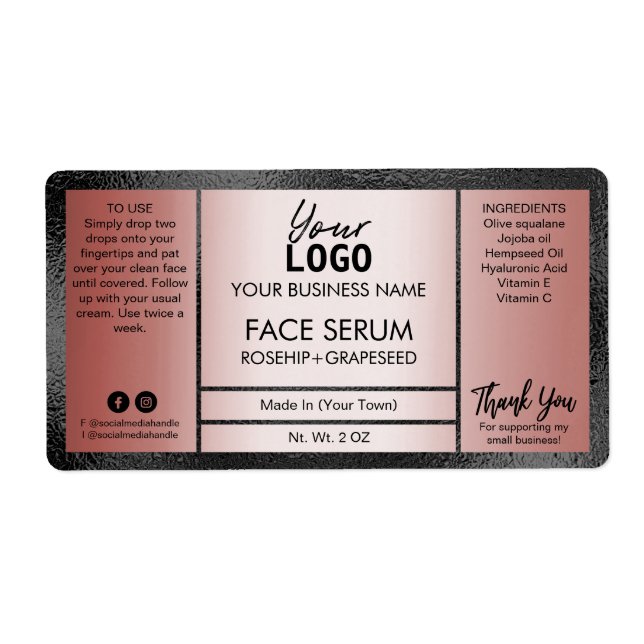 Rose Gold And Black Shine Effect Oil Serum (Front)