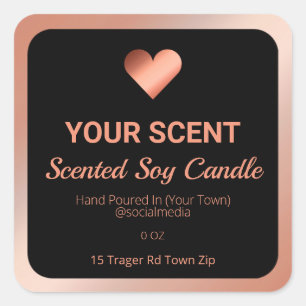Rose Gold And Black Soy Candle Product Labels