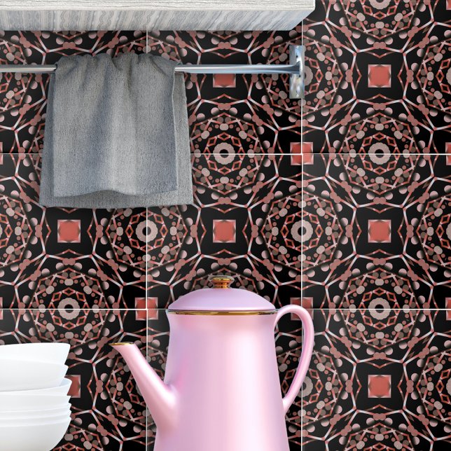 Rose Gold And Black Stylish Modern Abstract  Ceramic Tile (Creator Uploaded)