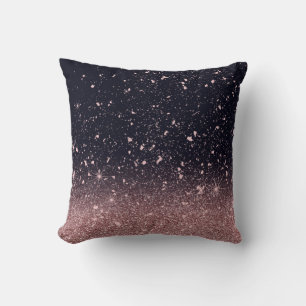 Rose Gold and Black Throw Pillow