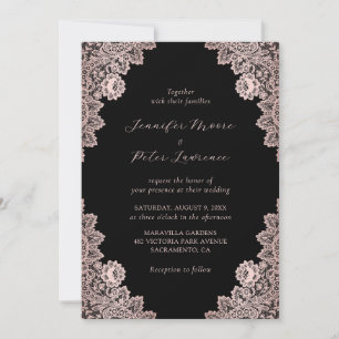 Rose Gold and Black Wedding Invitation