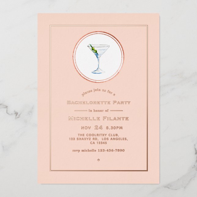 Rose Gold and Blush Cocktail Bachelorette Party (Front)