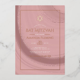 Rose Gold and Blush Faux Agate Bat Mitzvah Photo