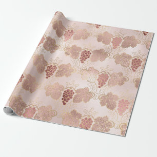 Rose Gold and Blush French Wine themed Wrapping Paper