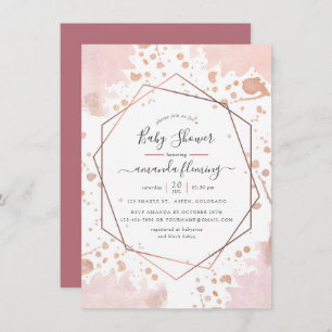 Rose Gold and Blush Geometric Baby Shower Invitation
