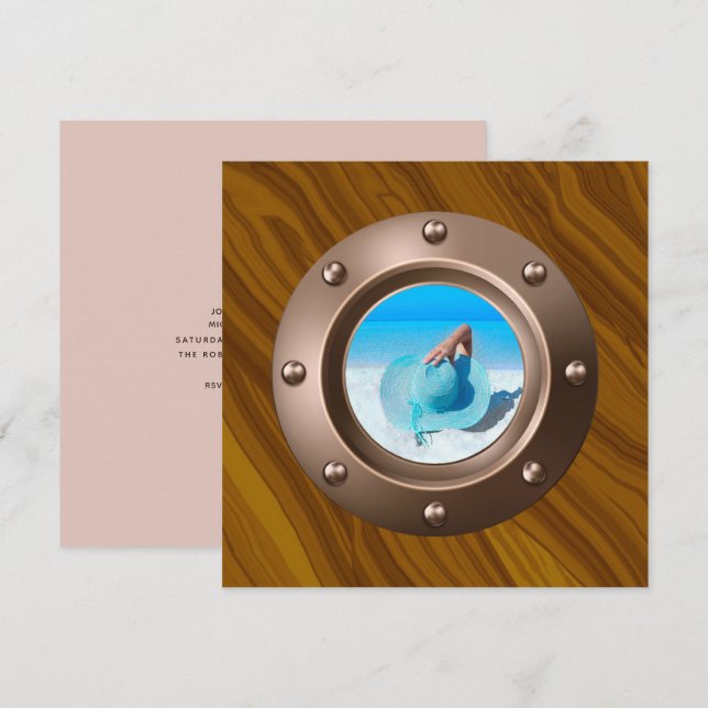 Rose Gold and Blush Nautical Birthday Party Photo Invitation (Front/Back)