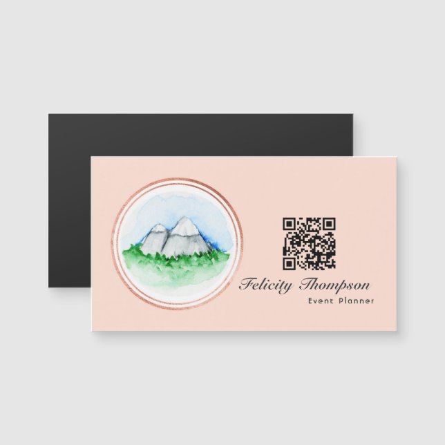 Rose Gold and Blush Pink Event Planner QR Code (Front/Back)