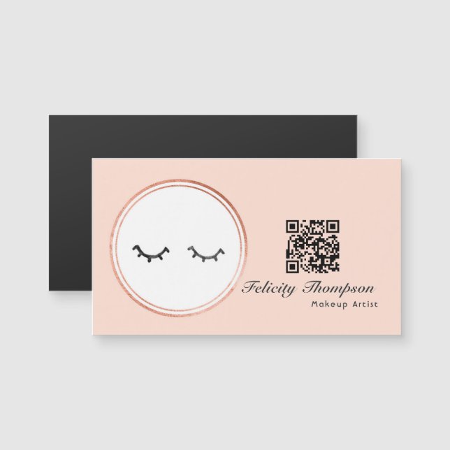 Rose Gold and Blush Pink Makeup Artist QR Code (Front/Back)