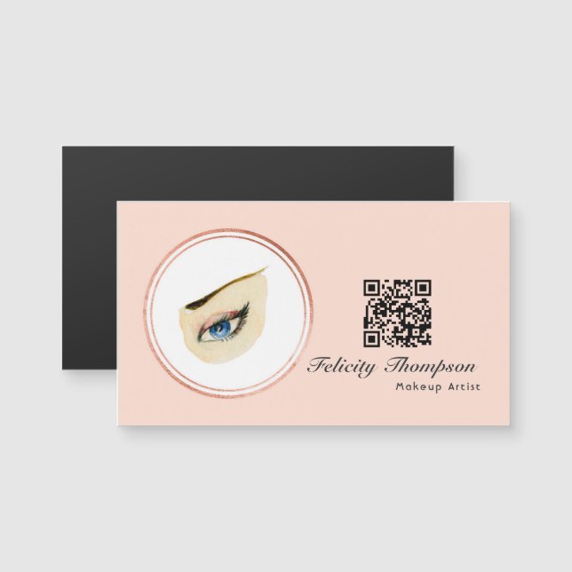 Rose Gold and Blush Pink Makeup Artist QR Code (Front/Back)