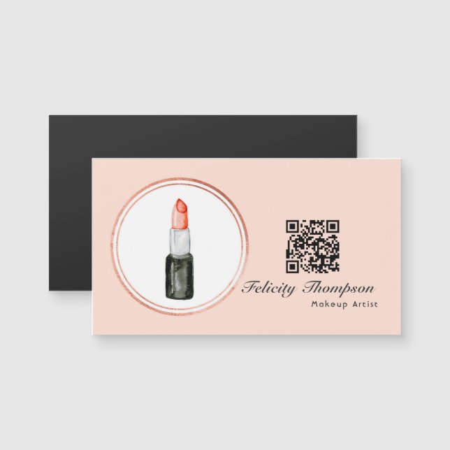 Rose Gold and Blush Pink Makeup Artist QR Code (Front/Back)