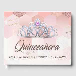 Rose Gold And Blush Pink Quinceañera Guest Book