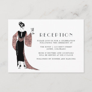Rose Gold and Blush Wine Themed Wedding Reception Enclosure Card