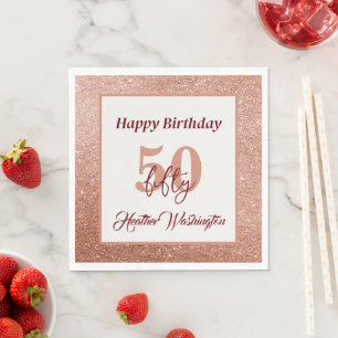 Rose Gold and Burgundy 50th Birthday Party Napkin