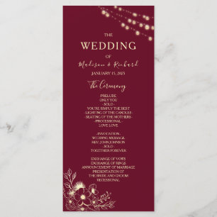 Rose Gold and Burgundy Wedding Program