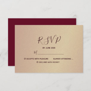 Rose Gold and Burgundy Wedding RSVP Card