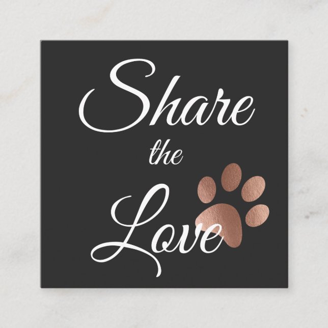 Rose Gold And Charcoal Paw Print Animal Referral Card (Front)