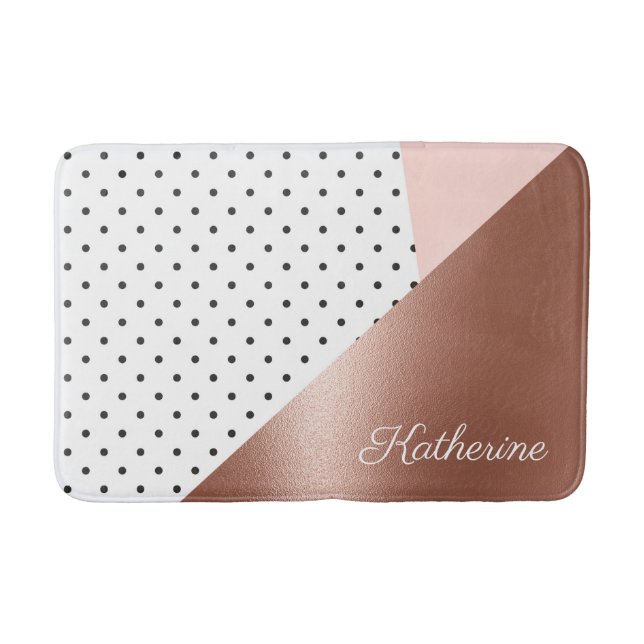 Rose Gold and Dots Bath Mat (Front)