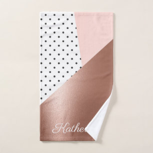 Rose Gold and Dots Bath Towel Set