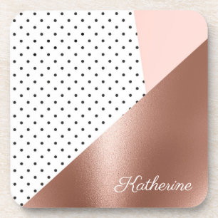 Rose Gold and Dots Coaster