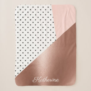 Rose Gold and Dots Sherpa Blanket