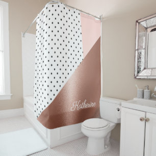Rose Gold and Dots Shower Curtain