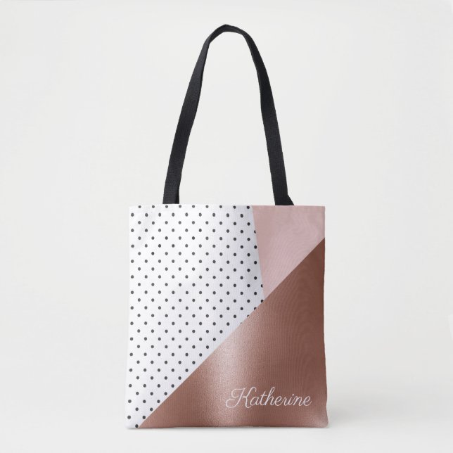 Rose Gold and Dots Tote Bag (Front)