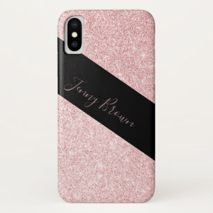 rose gold and glitter elegant monogram iPhone x case