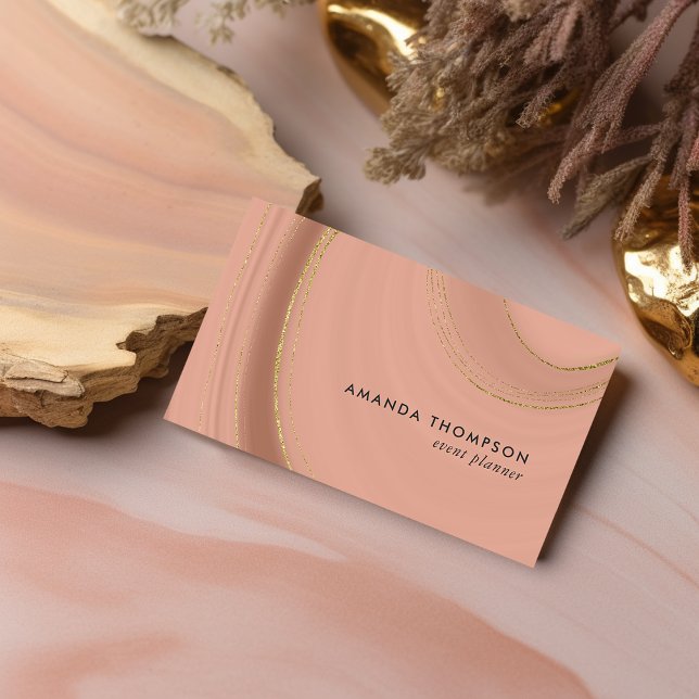 Rose Gold and Gold Agate Business Card (Creator Uploaded)