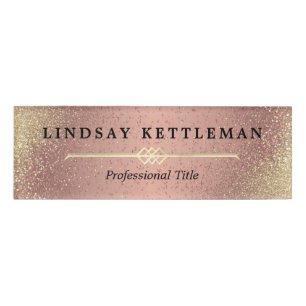 Rose Gold and Gold Glitter Name Tag