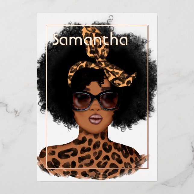 Rose Gold and Gold Leopard Afro Birthday Party (Front)