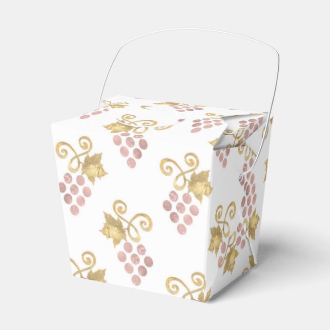 Rose Gold and Gold Wine Themed Favour Box (Front Side)